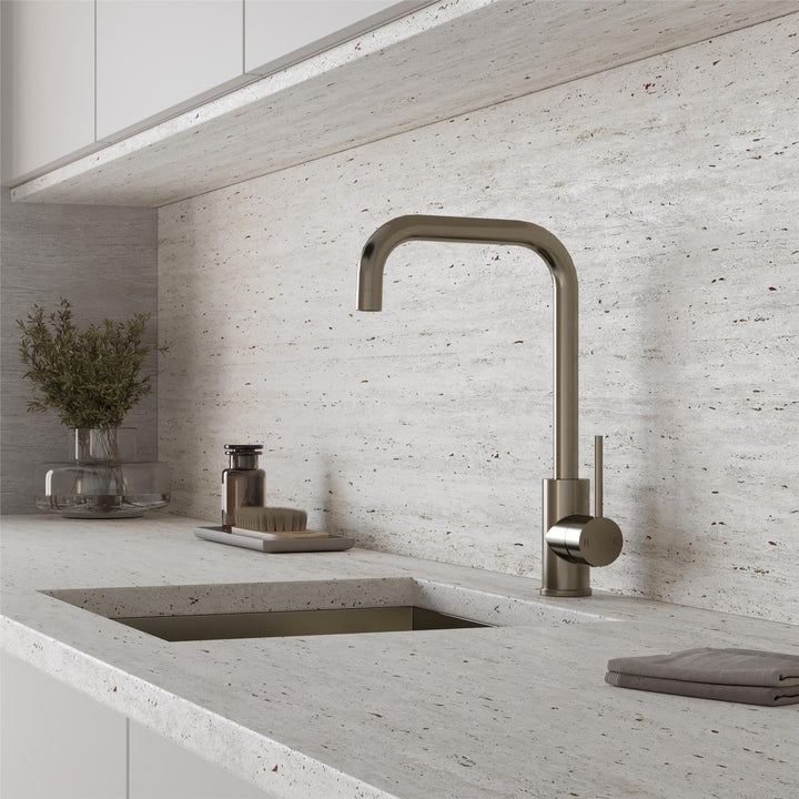 Liquida FR92BS Brushed Steel Single Lever 360 Degree Swivel Spout Kitchen Tap