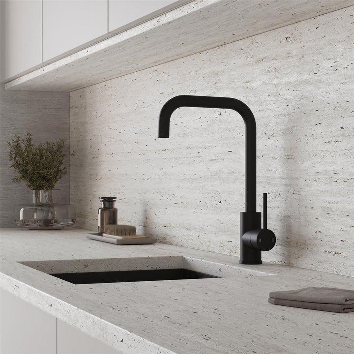 Liquida FR93MB Matt Black Single Lever 360 Degree Swivel Spout Kitchen Mixer Tap