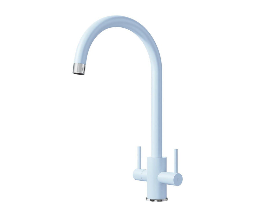 Liquida PR72BC Twin Lever Swivel Spout Blue & Chrome Kitchen Mixer Tap