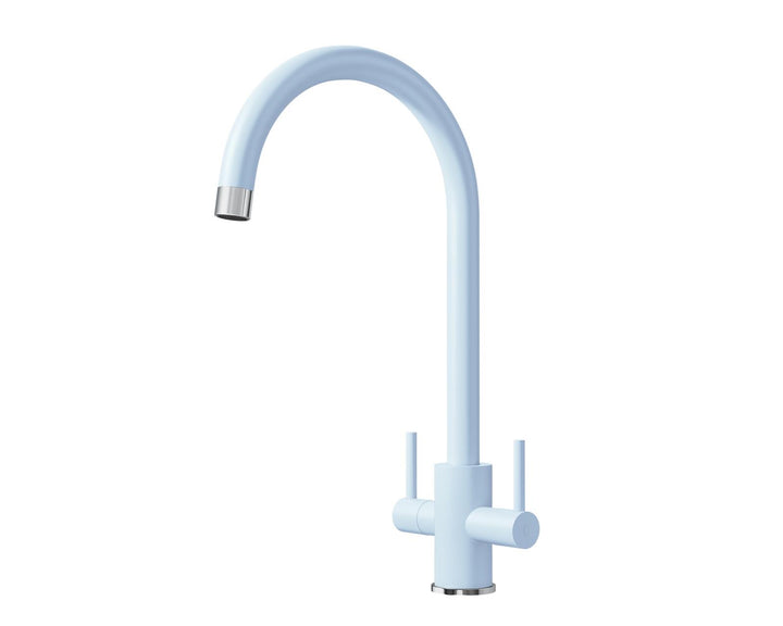 Liquida PR72BC Twin Lever Swivel Spout Blue & Chrome Kitchen Mixer Tap
