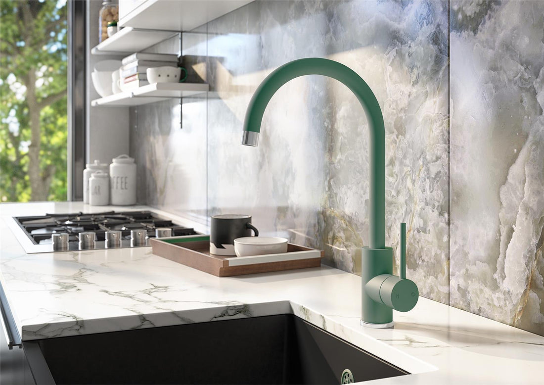 Liquida PR76GC Single Lever Swivel Spout Green & Chrome Kitchen Mixer Tap