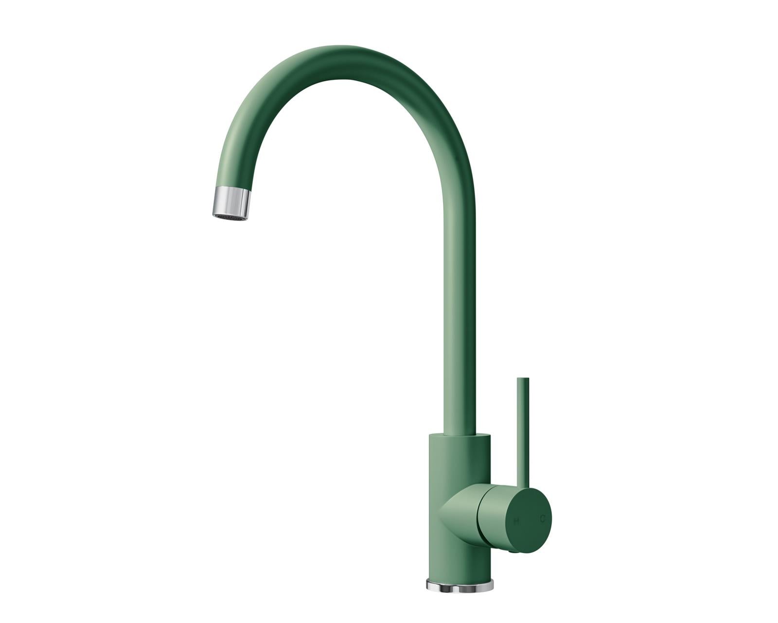 Liquida PR76GC Single Lever Swivel Spout Green & Chrome Kitchen Mixer Tap