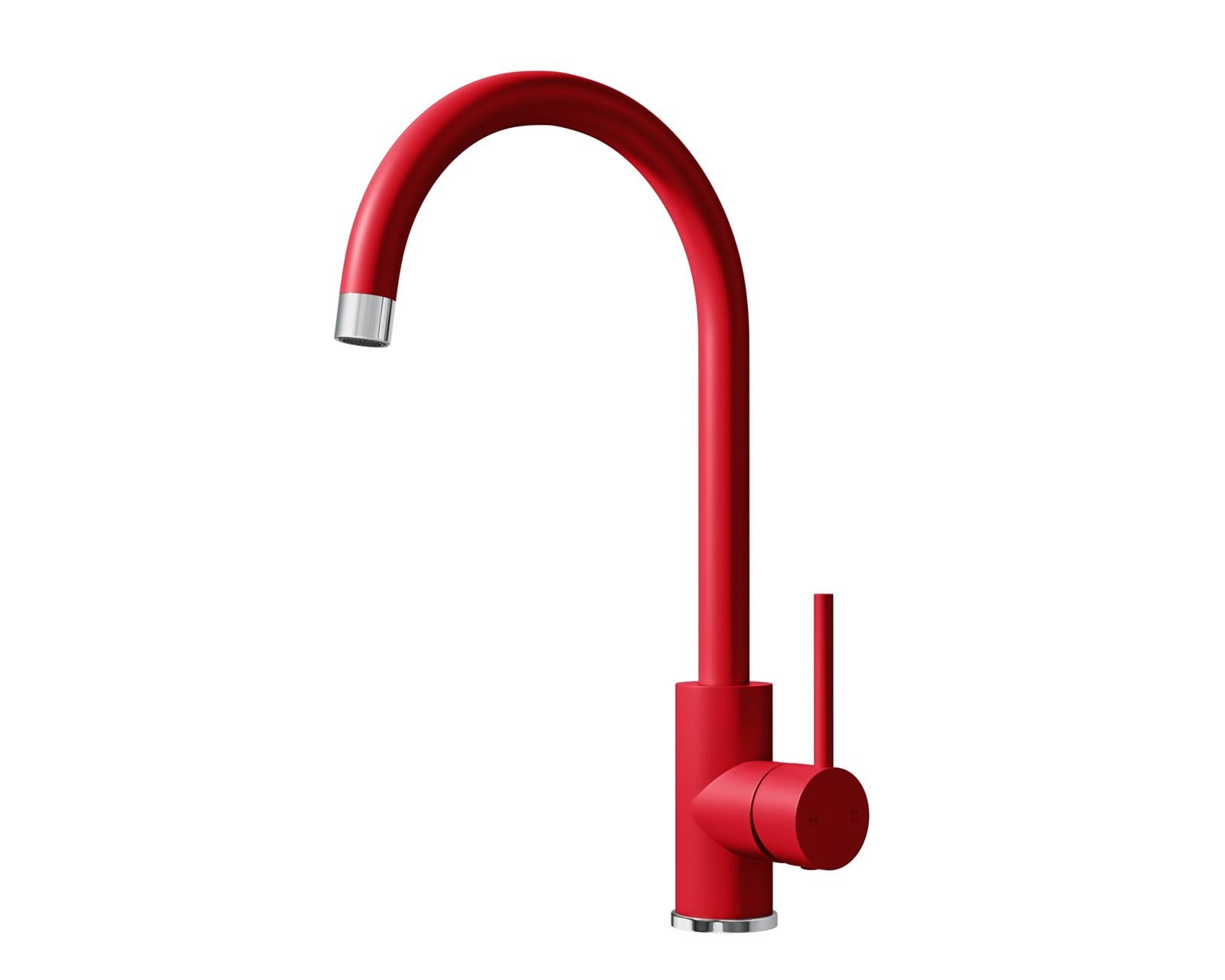 Liquida PR79RC Single Lever Swivel Spout Red & Chrome Kitchen Mixer Tap