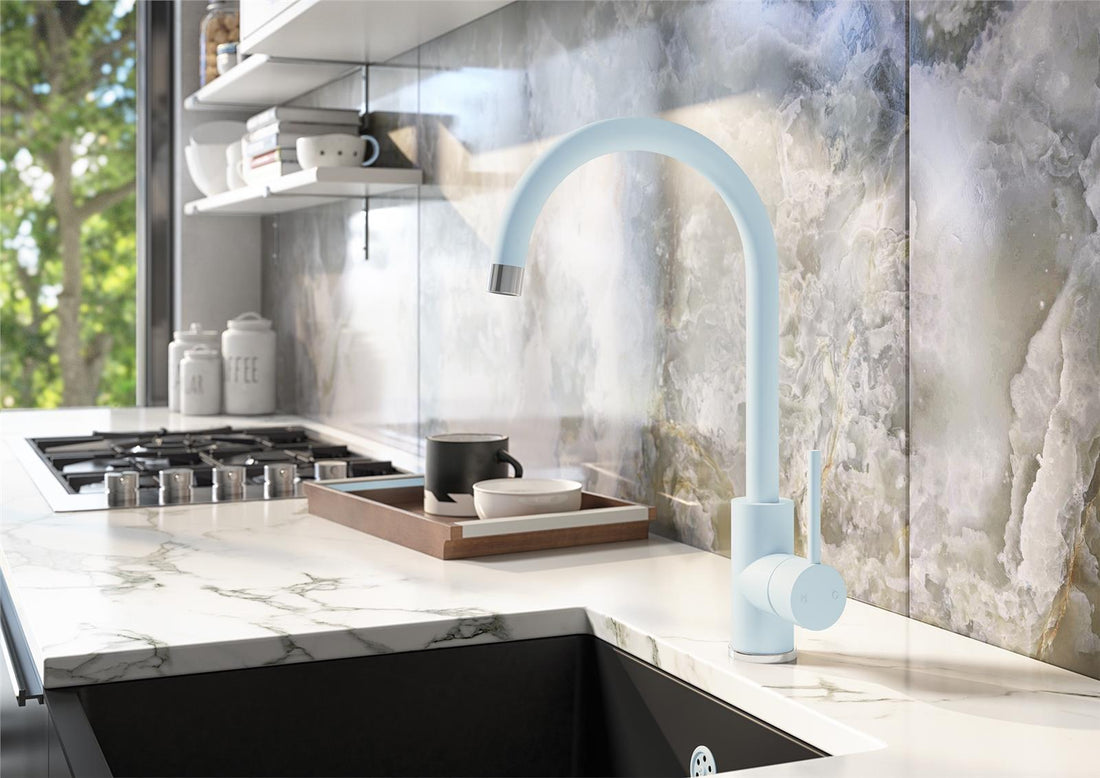 Liquida PR80BC Single Lever Swivel Spout Blue & Chrome Kitchen Mixer Tap
