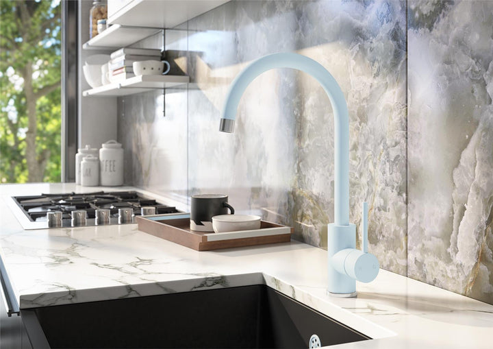 Liquida PR80BC Single Lever Swivel Spout Blue & Chrome Kitchen Mixer Tap