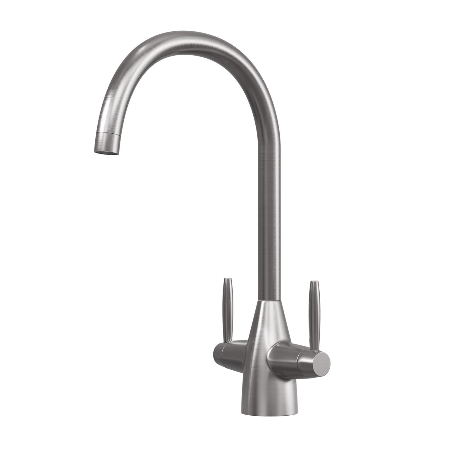 Liquida AST84PT Brushed Pewter Dual Lever Swivel Spout Kitchen Mixer Tap