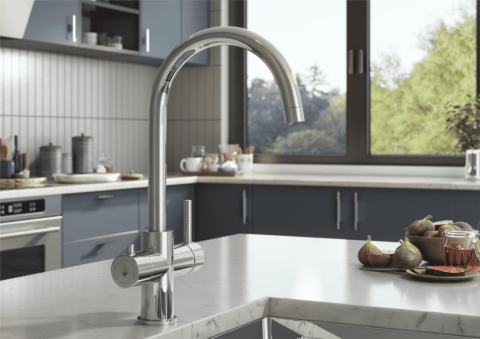 Liquida CY311CH 3-in-1 Chrome Single Lever Instant Boiling Water Kitchen Tap