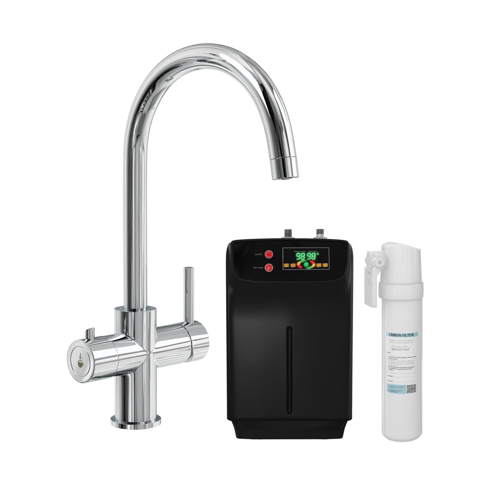 Liquida CY311CH 3-in-1 Chrome Single Lever Instant Boiling Water Kitchen Tap