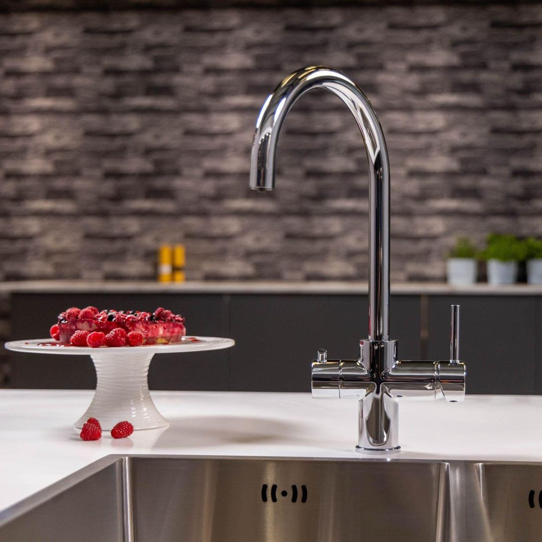 Liquida CY311CH 3-in-1 Chrome Single Lever Instant Boiling Water Kitchen Tap