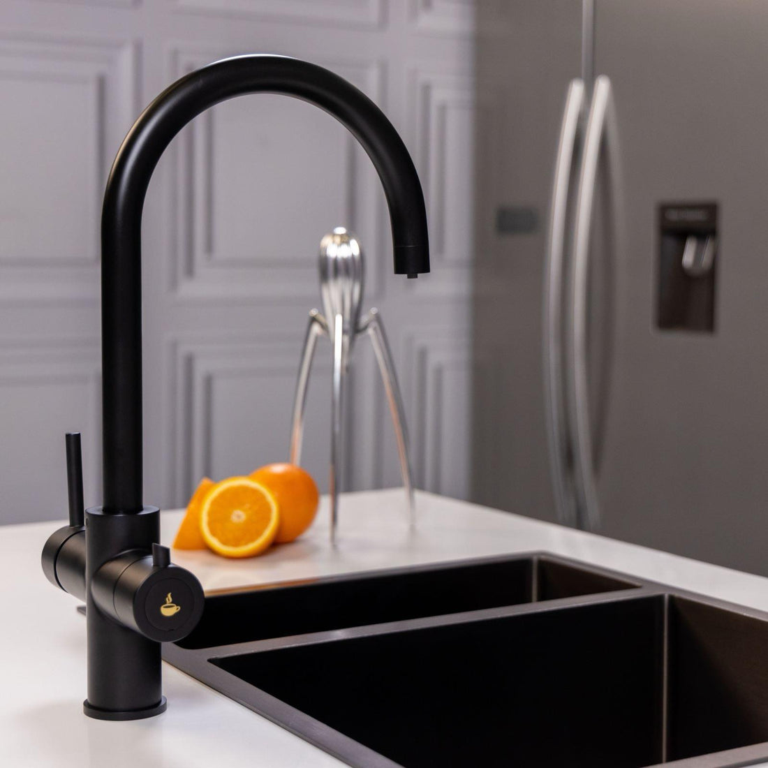 Liquida CY311MB 3-in-1 Matt Black Single Lever Instant Boiling Water Kitchen Tap