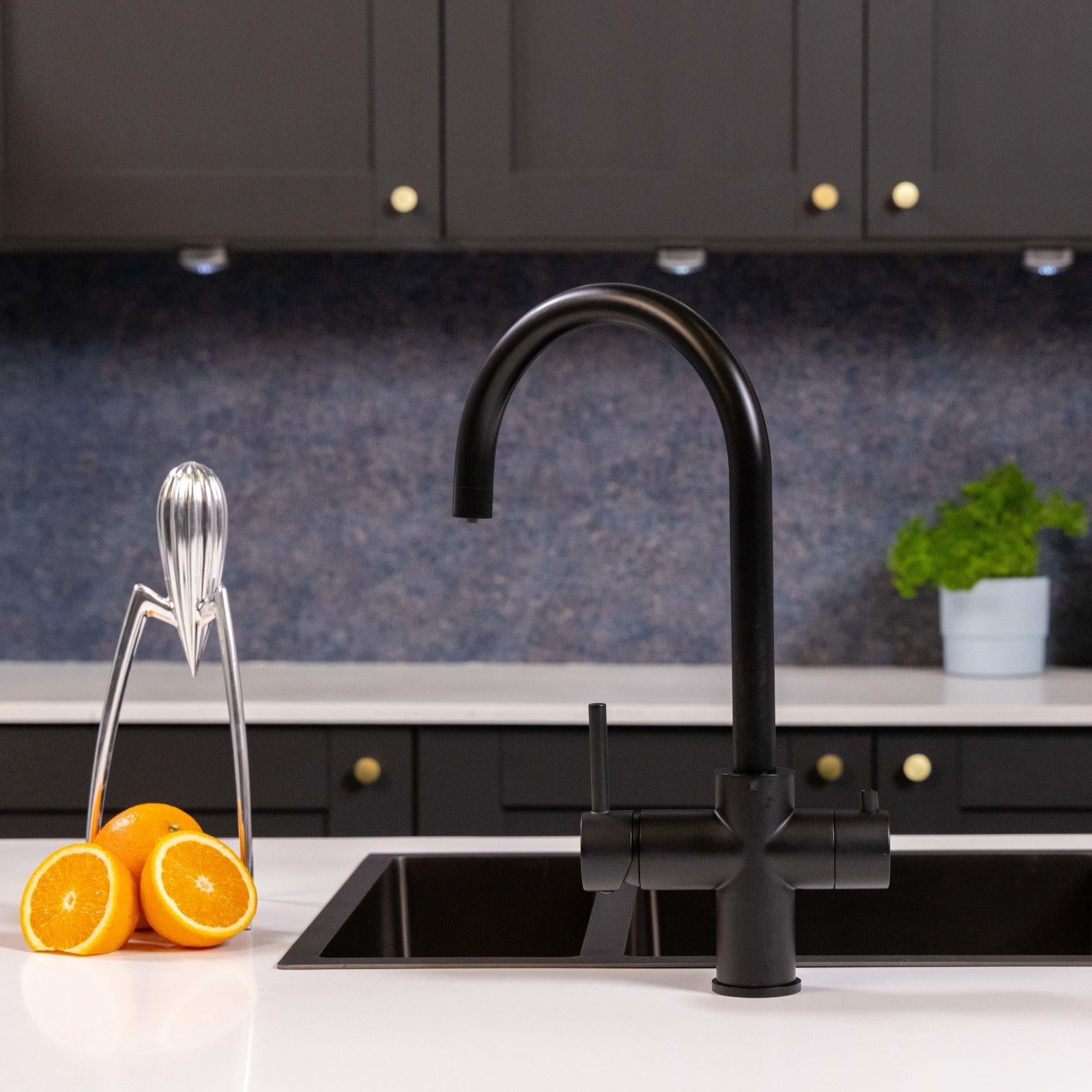 Liquida CY311MB 3-in-1 Matt Black Single Lever Instant Boiling Water Kitchen Tap