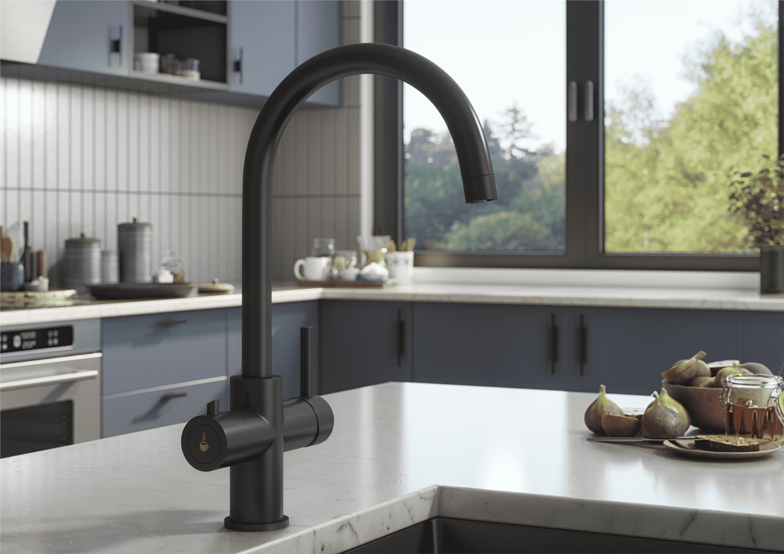 Liquida CY311MB 3-in-1 Matt Black Single Lever Instant Boiling Water Kitchen Tap