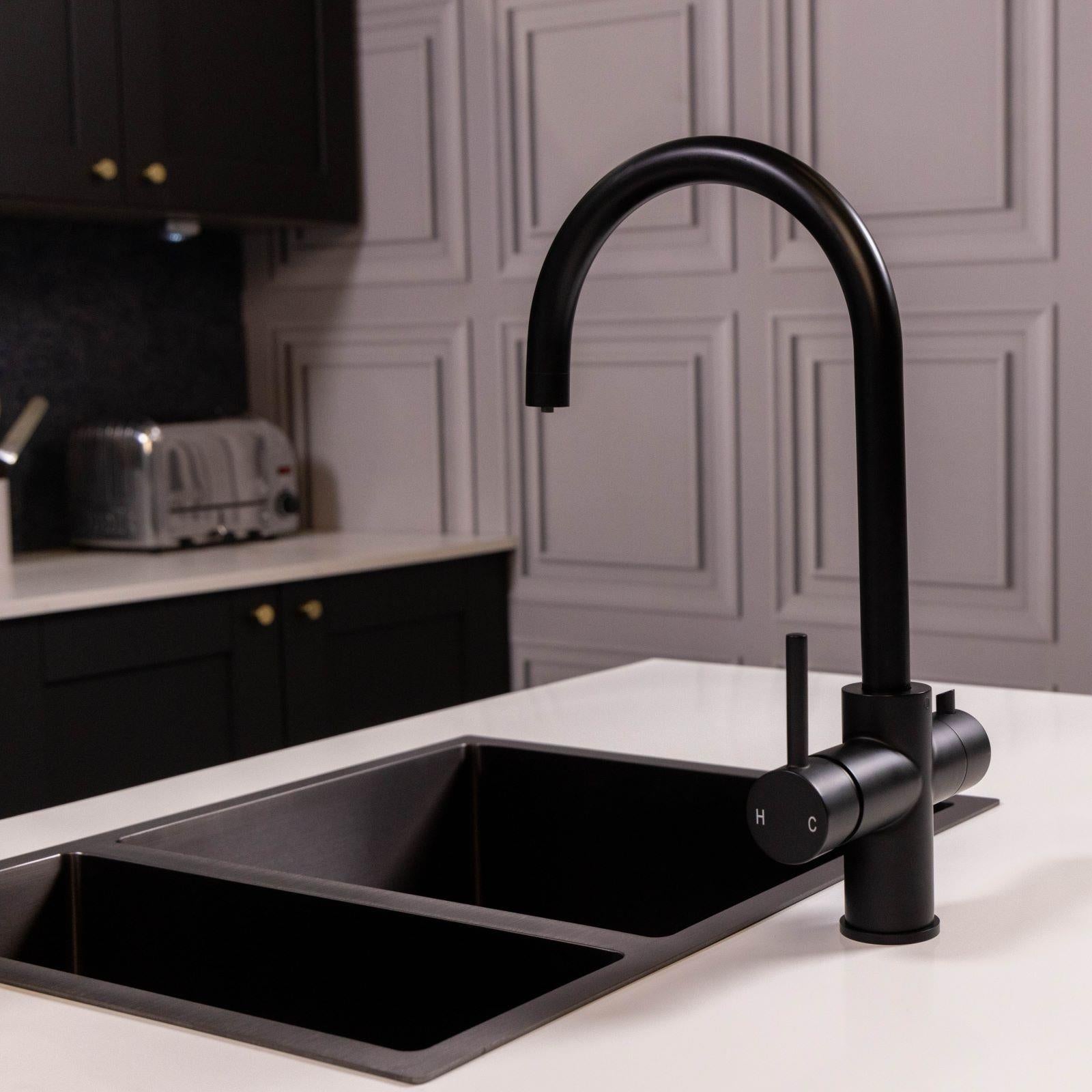 Liquida CY311MB 3-in-1 Matt Black Single Lever Instant Boiling Water Kitchen Tap