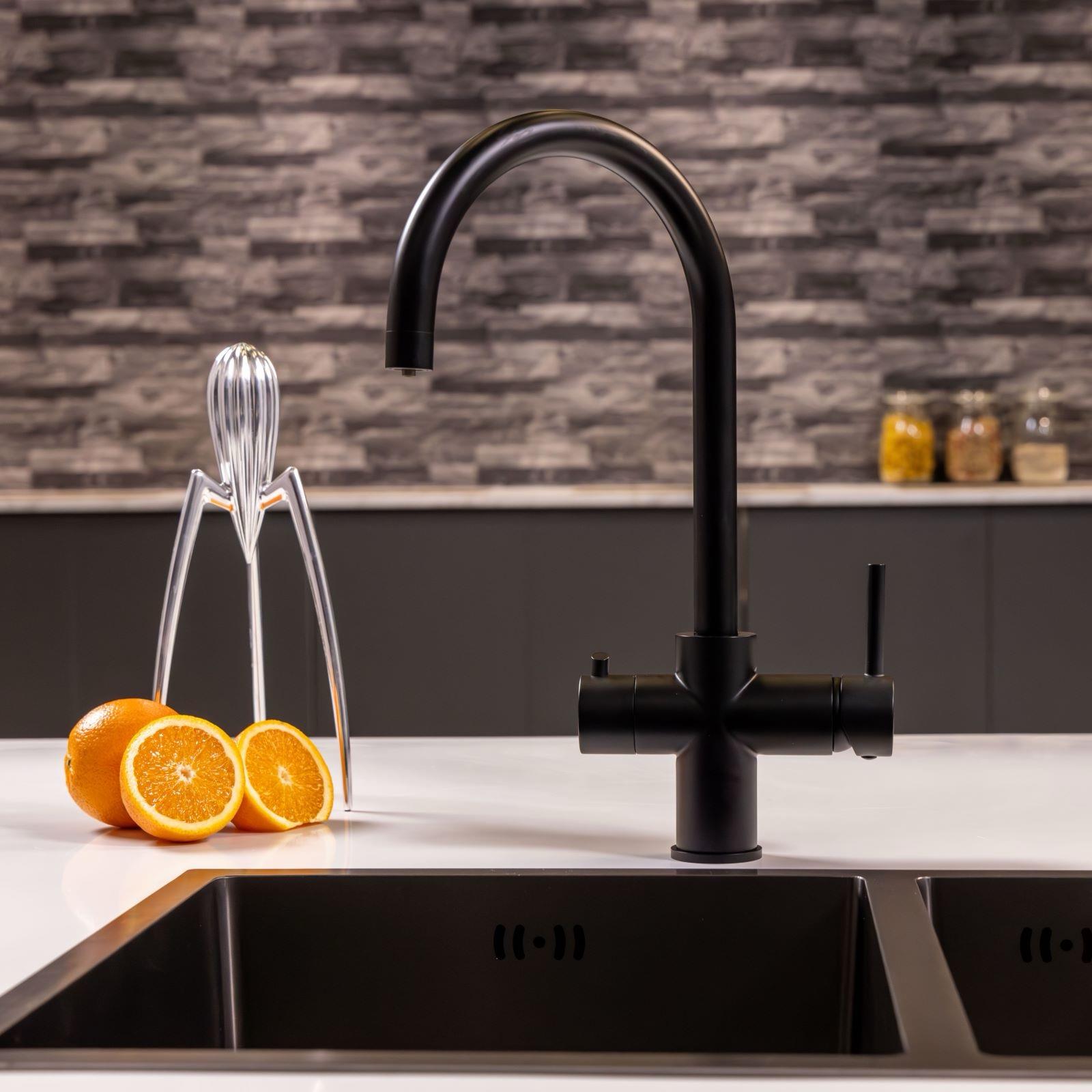 Liquida CY311MB 3-in-1 Matt Black Single Lever Instant Boiling Water Kitchen Tap