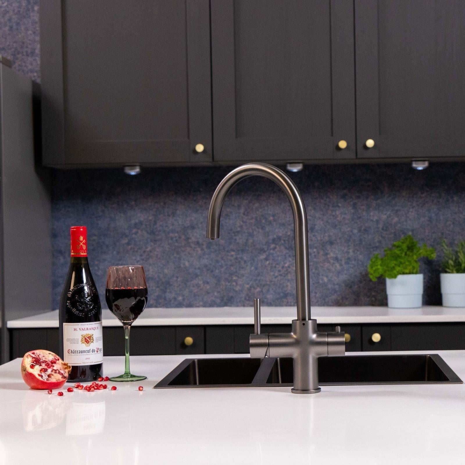 Liquida CY311GM 3-in-1 Gun Metal Grey Instant Boiling Water Kitchen Tap