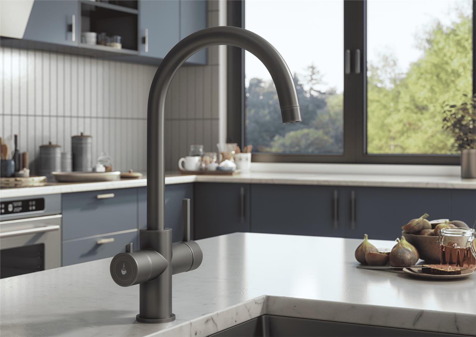 Liquida CY311GM 3-in-1 Gun Metal Grey Instant Boiling Water Kitchen Tap