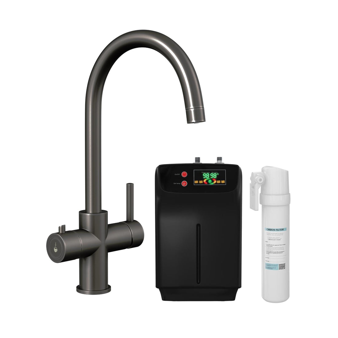 Liquida CY311GM 3-in-1 Gun Metal Grey Instant Boiling Water Kitchen Tap