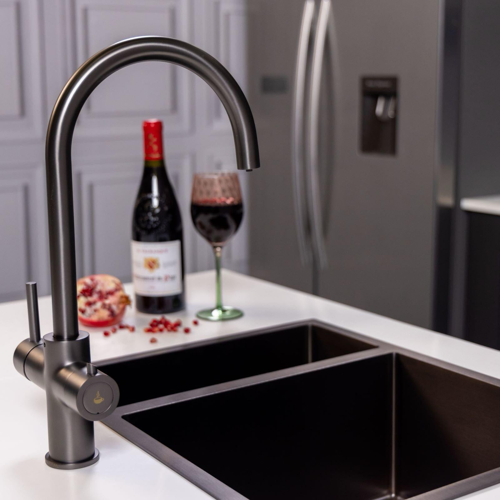 Liquida CY311GM 3-in-1 Gun Metal Grey Instant Boiling Water Kitchen Tap