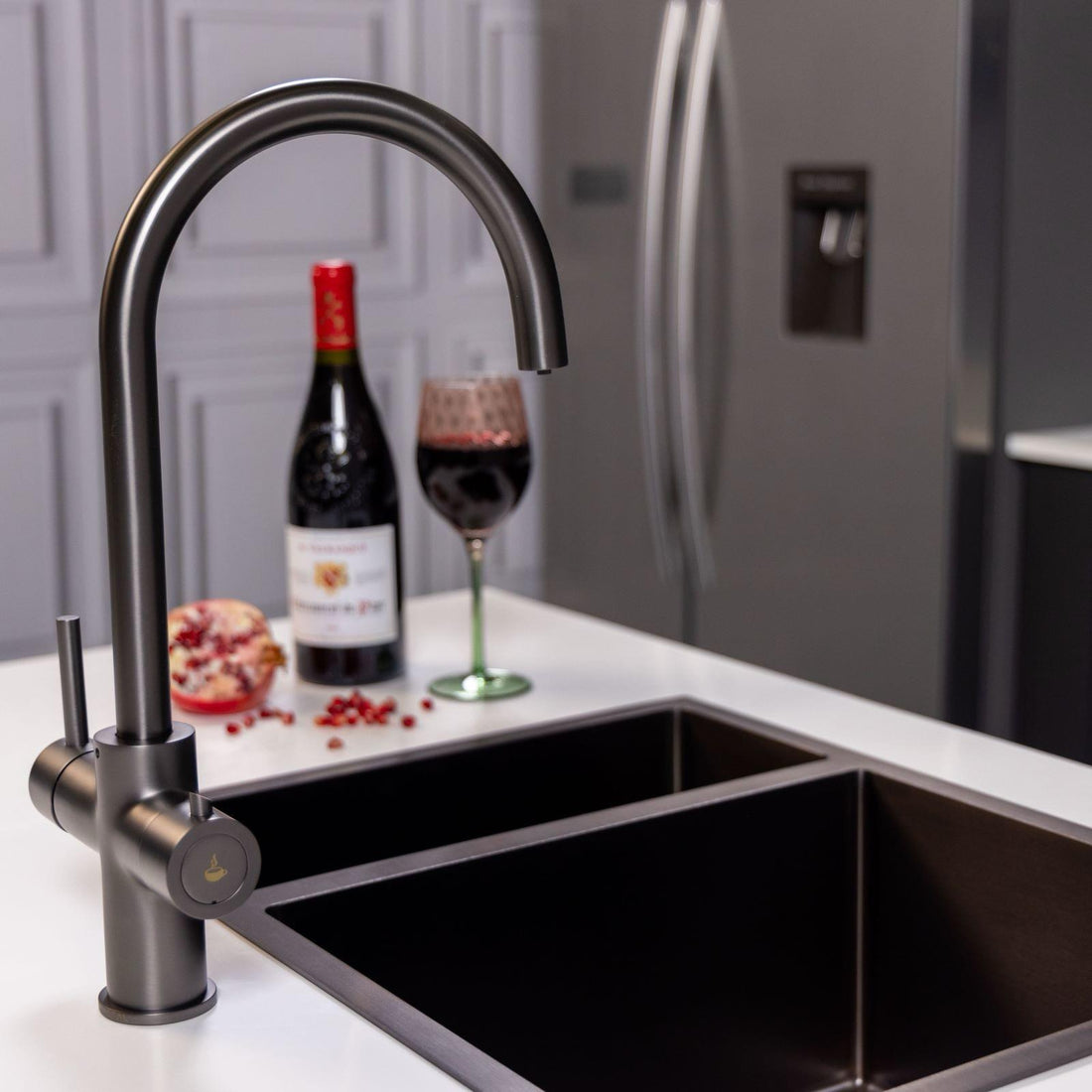 Liquida CY311GM 3-in-1 Gun Metal Grey Instant Boiling Water Kitchen Tap