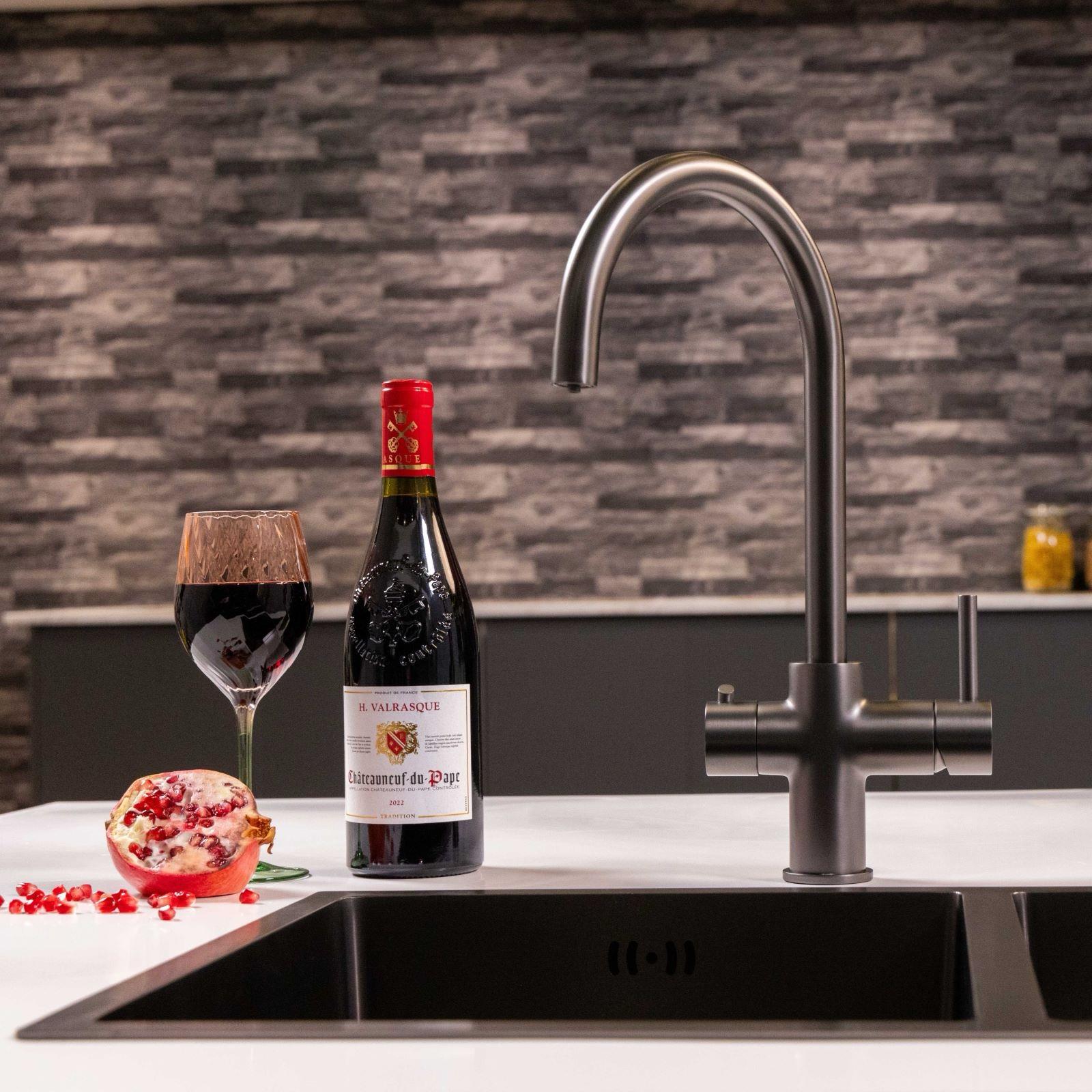 Liquida CY311GM 3-in-1 Gun Metal Grey Instant Boiling Water Kitchen Tap