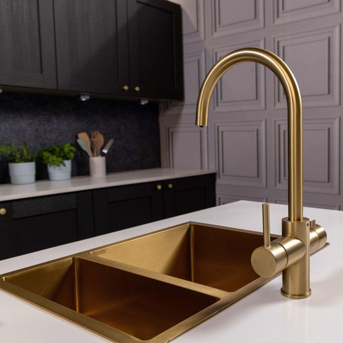 Liquida CY311BR 3-in-1 Brushed Brass Instant Boiling Water Kitchen Tap