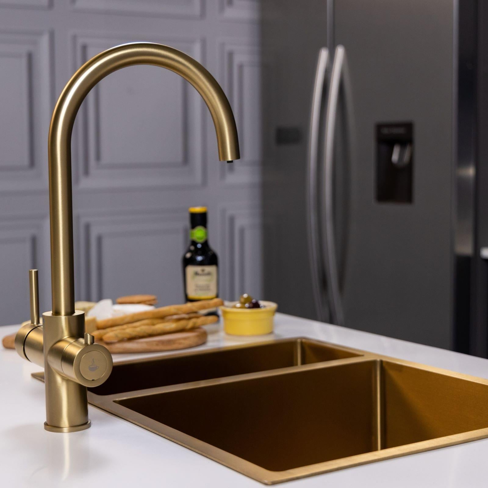 Liquida CY311BR 3-in-1 Brushed Brass Instant Boiling Water Kitchen Tap