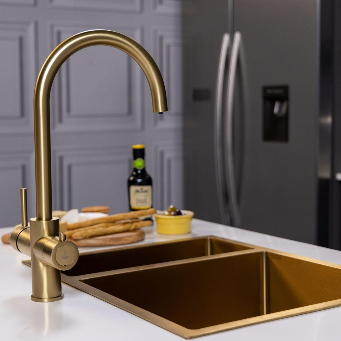 Liquida CY311BR 3-in-1 Brushed Brass Instant Boiling Water Kitchen Tap