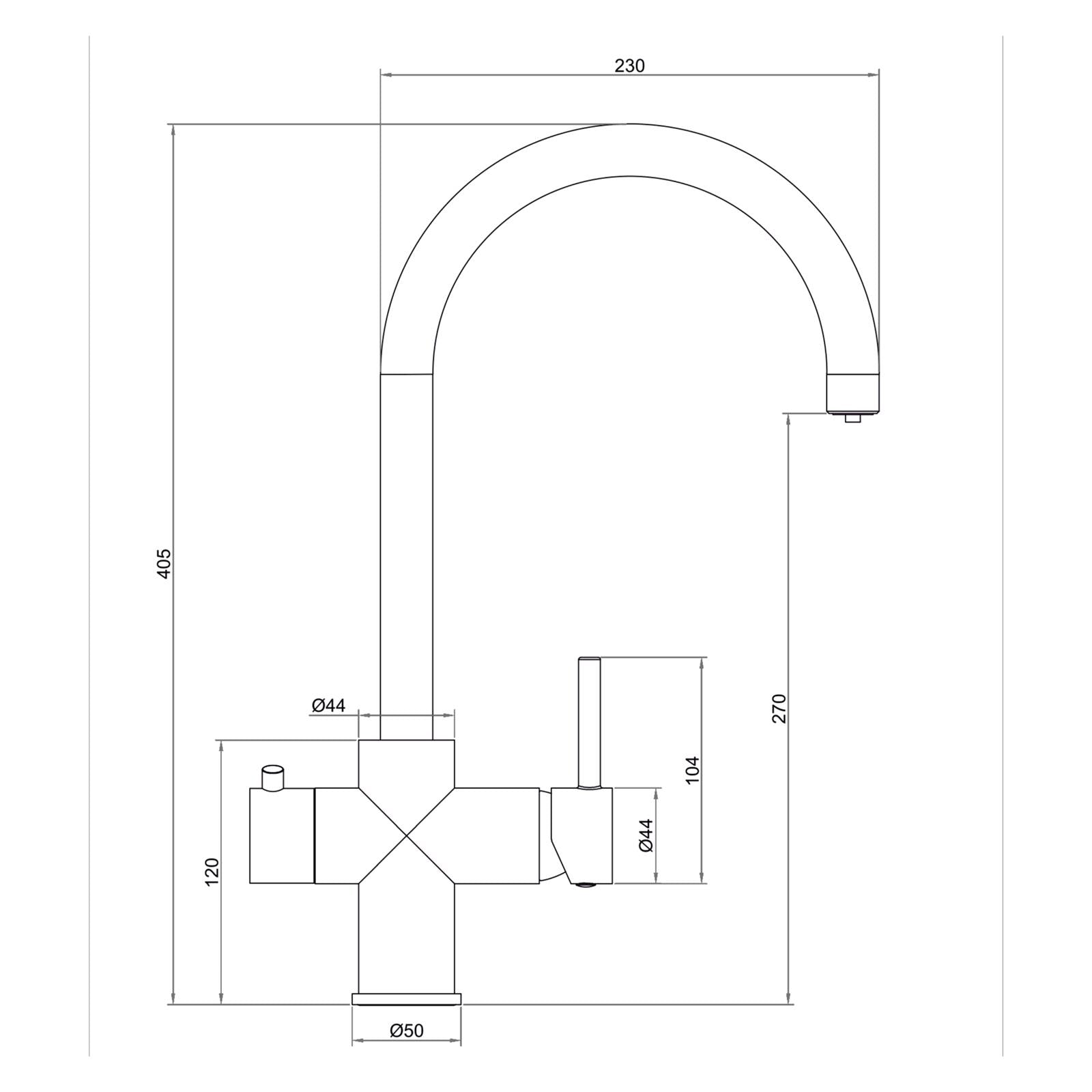 Liquida CY311BR 3-in-1 Brushed Brass Instant Boiling Water Kitchen Tap