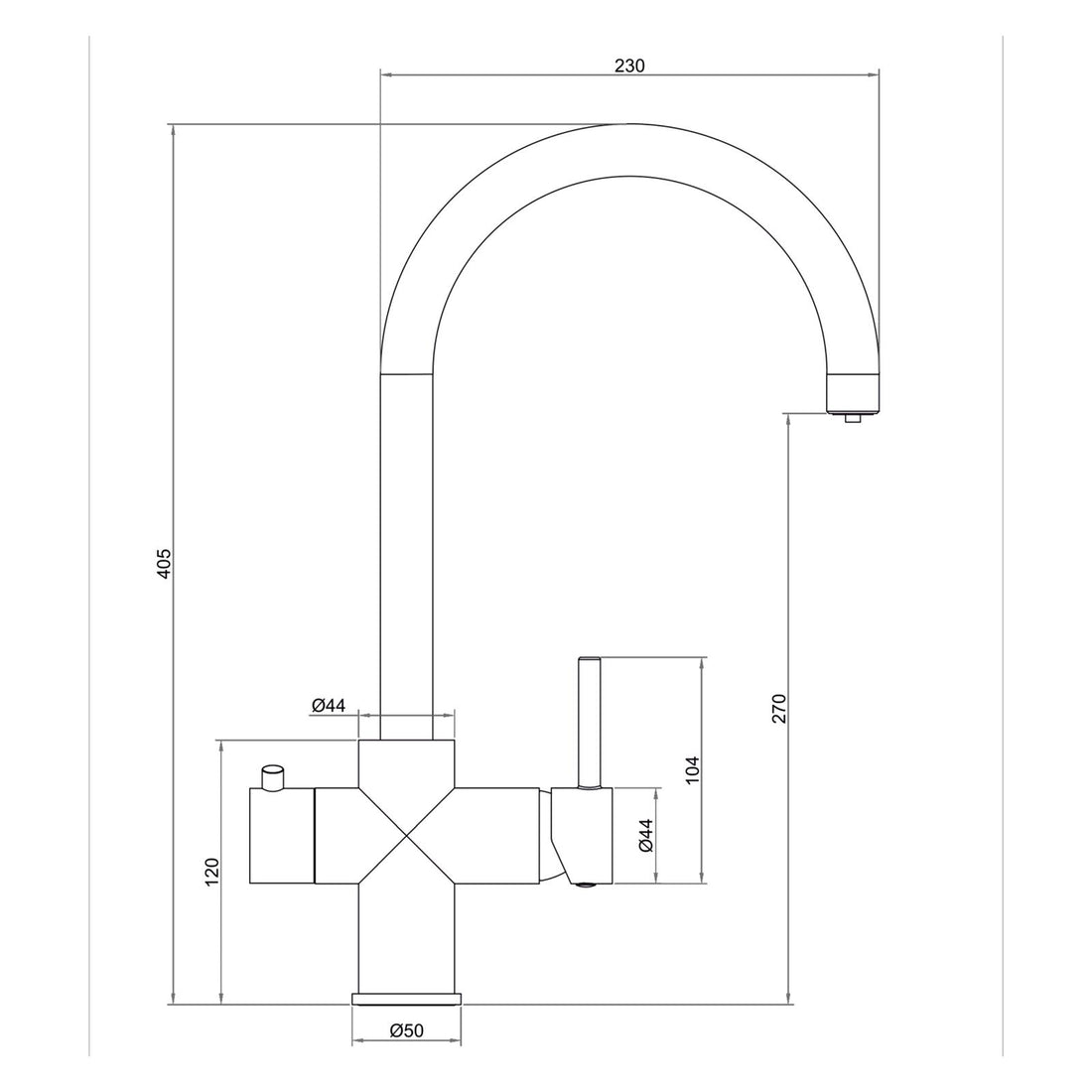 Liquida CY311BS 3-in-1 Brushed Steel Instant Boiling Water Kitchen Tap
