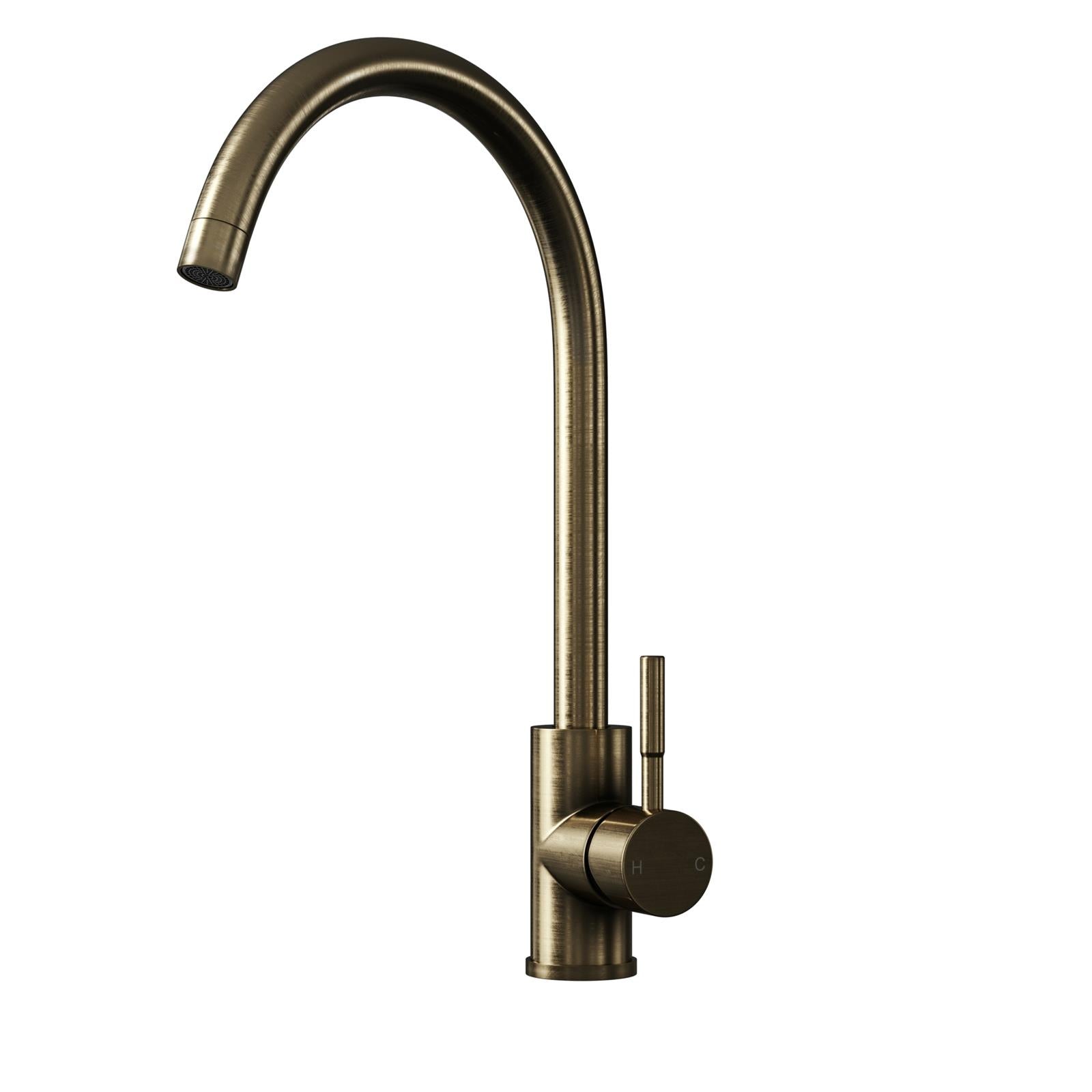 Liquida AR10BL 1.0 Bowl Black Kitchen Sink With VT65AB Antique Brass Mixer Tap