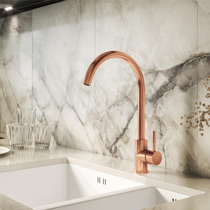 Liquida VT66RC Rose Copper Single Lever Swivel Spout Kitchen Mixer Tap