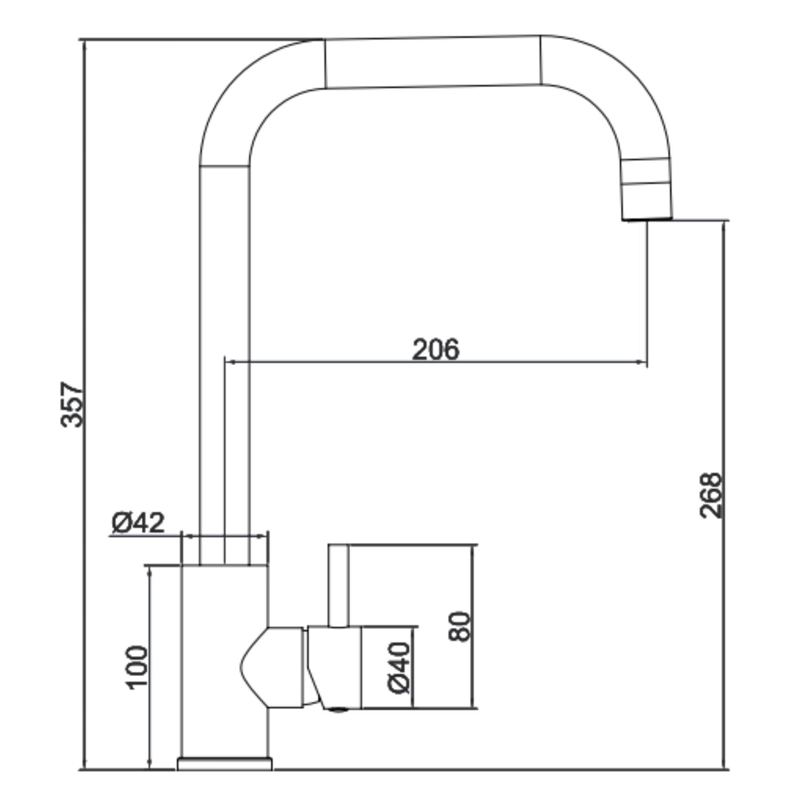 Liquida VT73BS Brushed Steel Single Lever Square Neck Swivel Spout Kitchen Tap