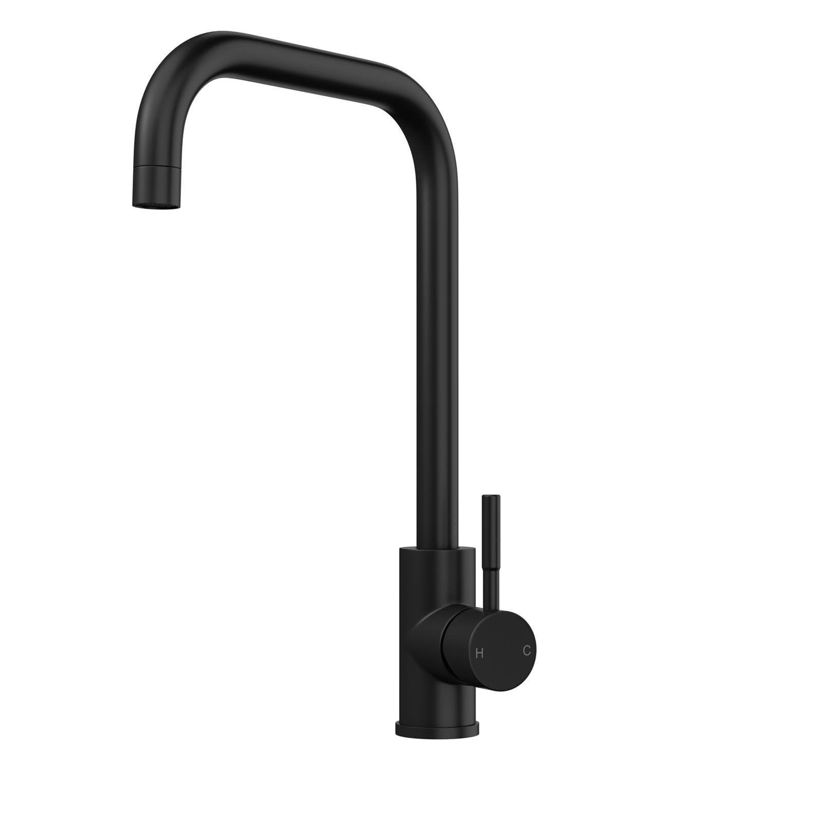 Liquida VT70MB Matt Black Single Lever Square Neck Swivel Spout Kitchen Tap