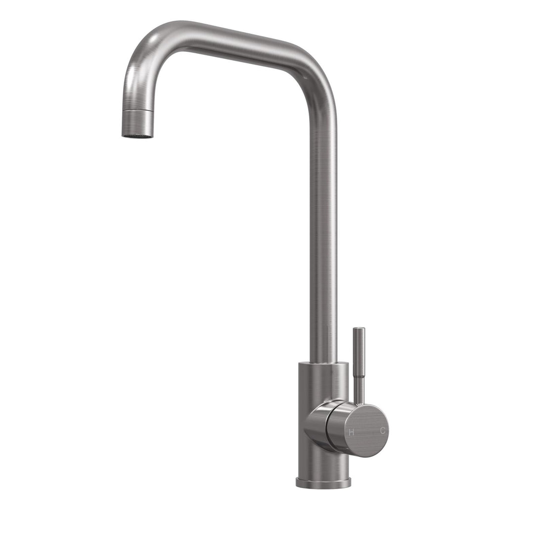 Liquida VT73BS Brushed Steel Single Lever Square Neck Swivel Spout Kitchen Tap