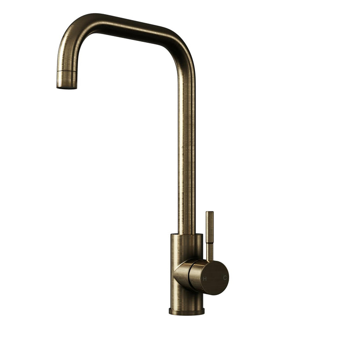 Liquida VT74AB Antique Brass Single Lever Square Neck Swivel Spout Kitchen Tap