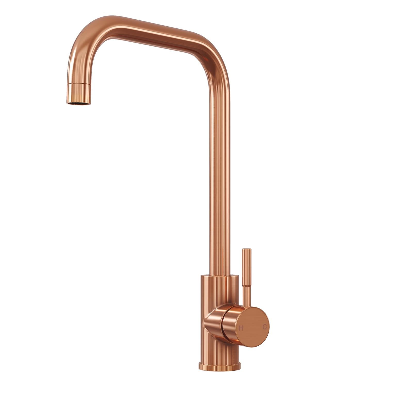Liquida VT75RC Rose Copper Single Lever Square Neck Swivel Spout Kitchen Tap