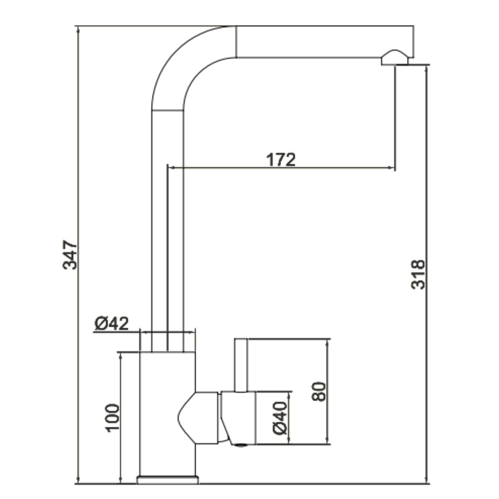 Liquida VT82BS Brushed Steel Single Lever L Neck Swivel Spout Kitchen Mixer Tap