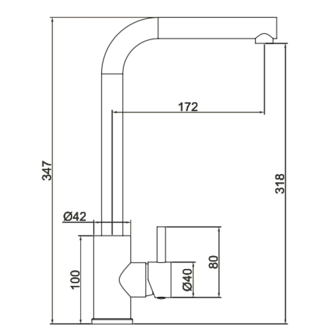 Liquida VT82BS Brushed Steel Single Lever L Neck Swivel Spout Kitchen Mixer Tap
