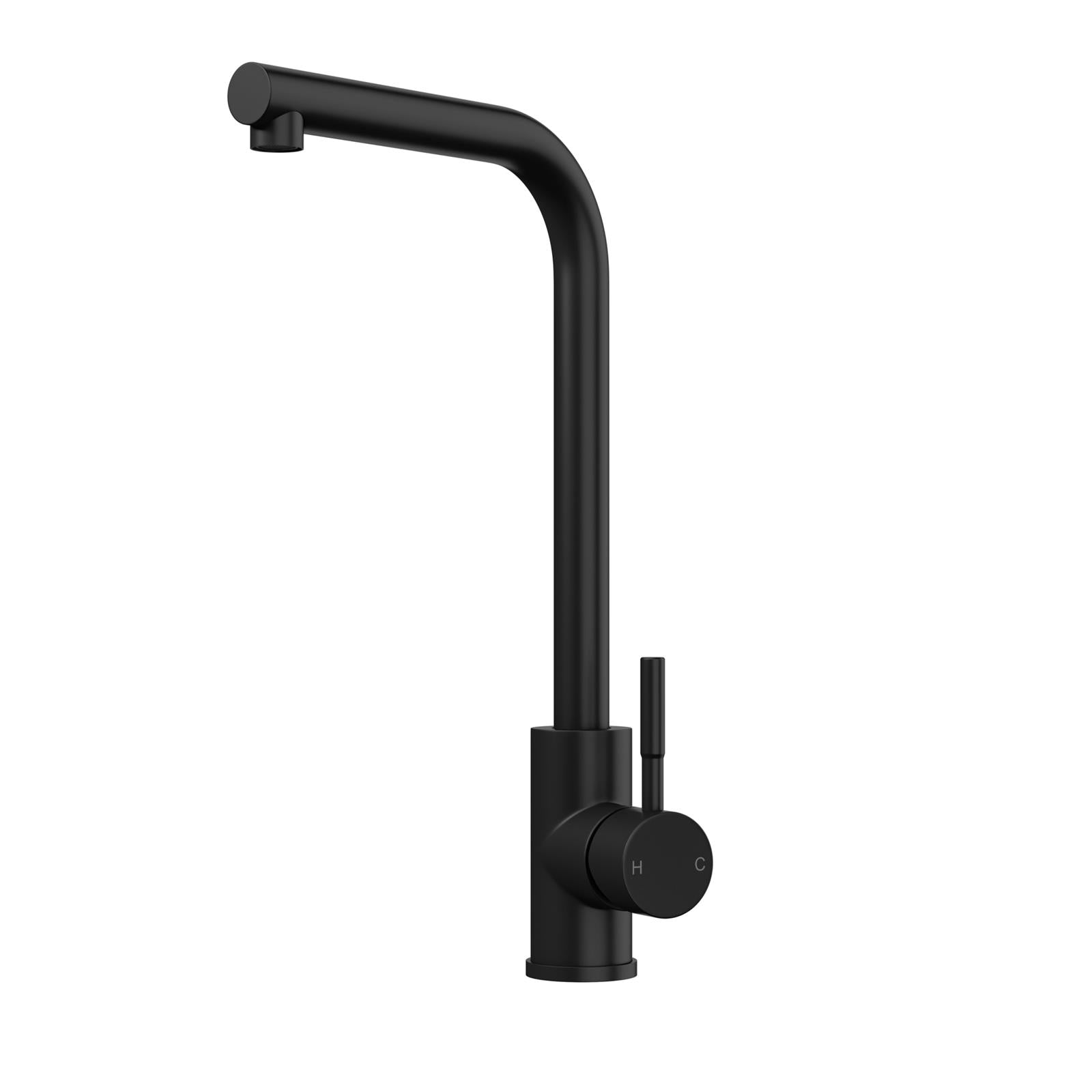 Liquida VT79MB Matt Black Single Lever L Neck Swivel Spout Kitchen Mixer Tap