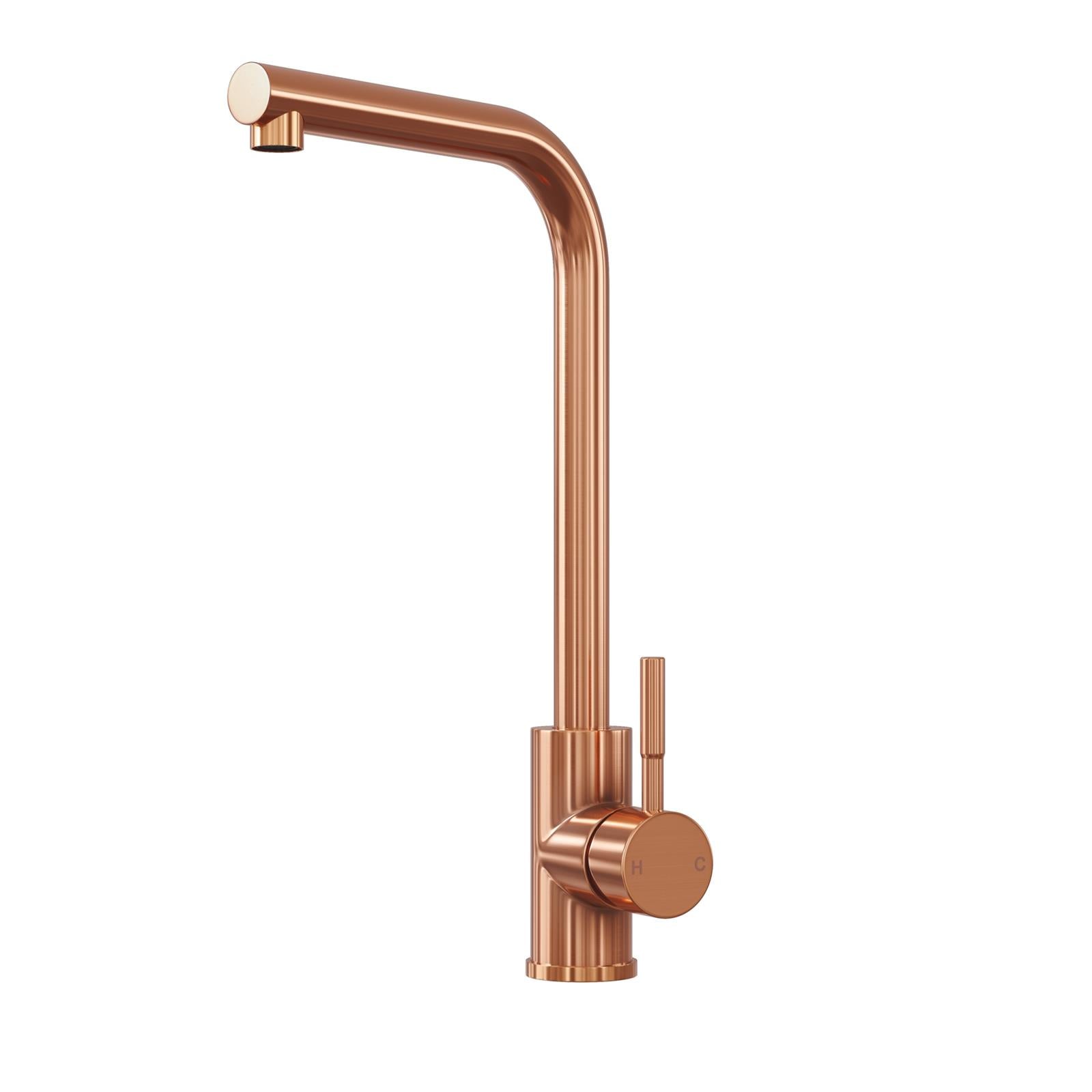 Liquida VT84RC Rose Copper Single Lever L Neck Swivel Spout Kitchen Mixer Tap