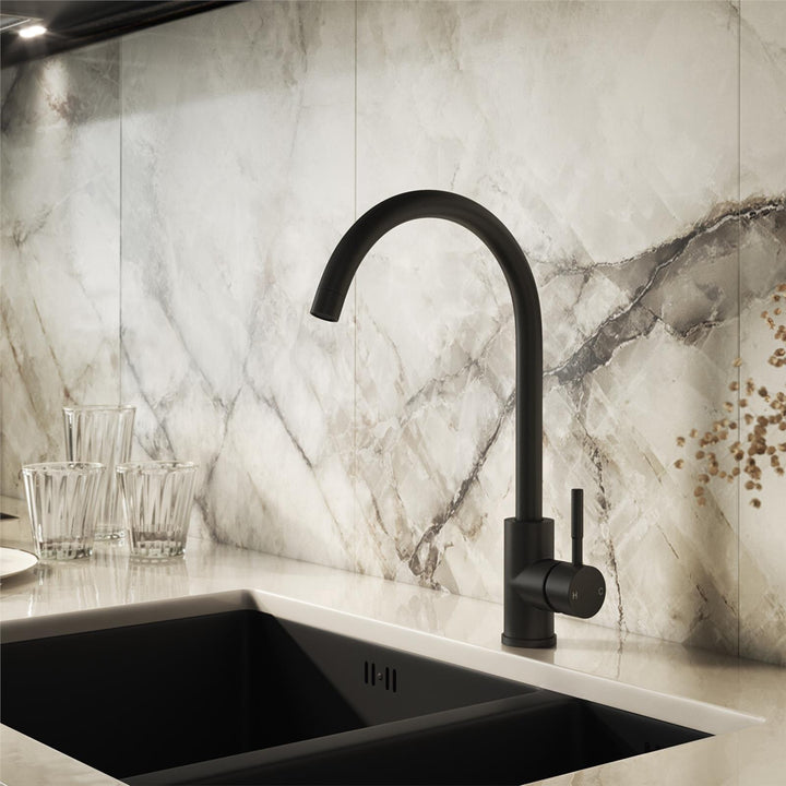 Liquida VT01MB Matt Black Single Lever Swivel Spout Kitchen Mixer Tap