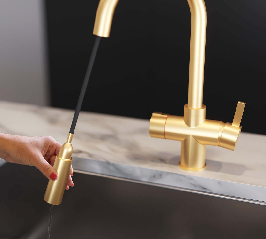 Liquida HT45BG 4 In 1 Gold Pull Out Spray Instant Boiling Water Kitchen Tap