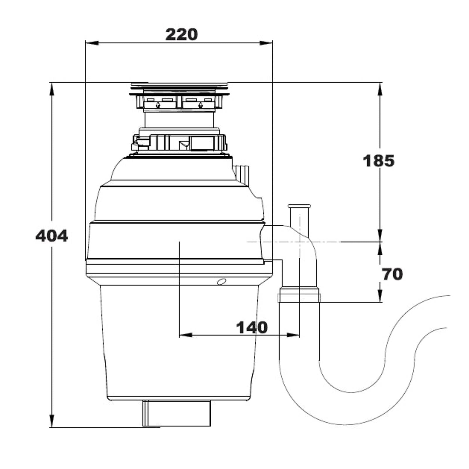 Reginox RD70 (A/S) 0.65hp Kitchen Sink Food Waste Disposal Unit With Air Switch