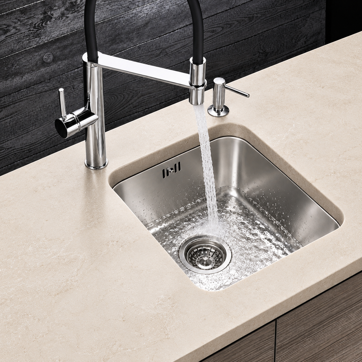 Liquida REL3340 1 Bowl 18/10 Stainless Steel Undermount Kitchen Sink 355x424mm