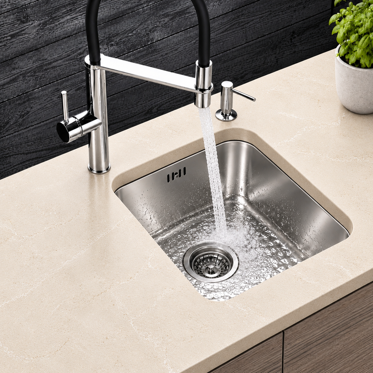 Liquida REL4040 1 Bowl 18/10 Stainless Steel Undermount Kitchen Sink 436x436mm