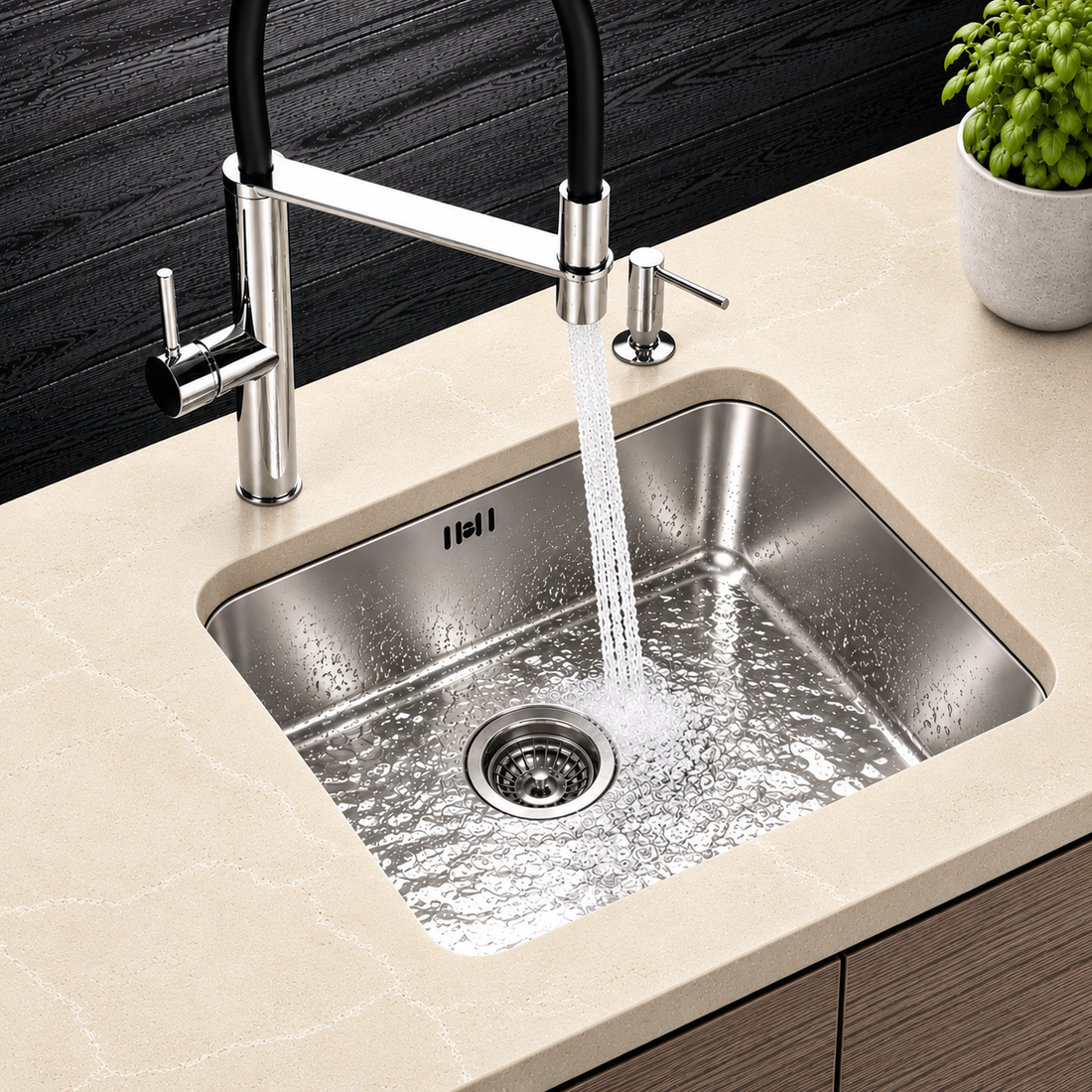 Liquida REL5040 1 Bowl 18/10 Stainless Steel Undermount Kitchen Sink 524x424mm