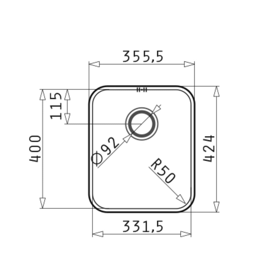 Pyramis Relia 30x40 1.0 Bowl 18/10 Stainless Steel Undermount Kitchen Sink
