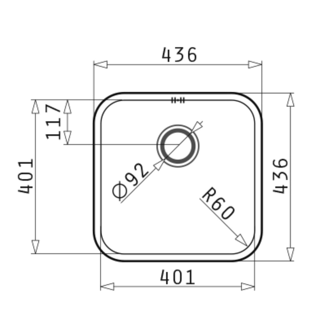 Pyramis Relia 40x40 1.0 Bowl 18/10 Stainless Steel Undermount Kitchen Sink