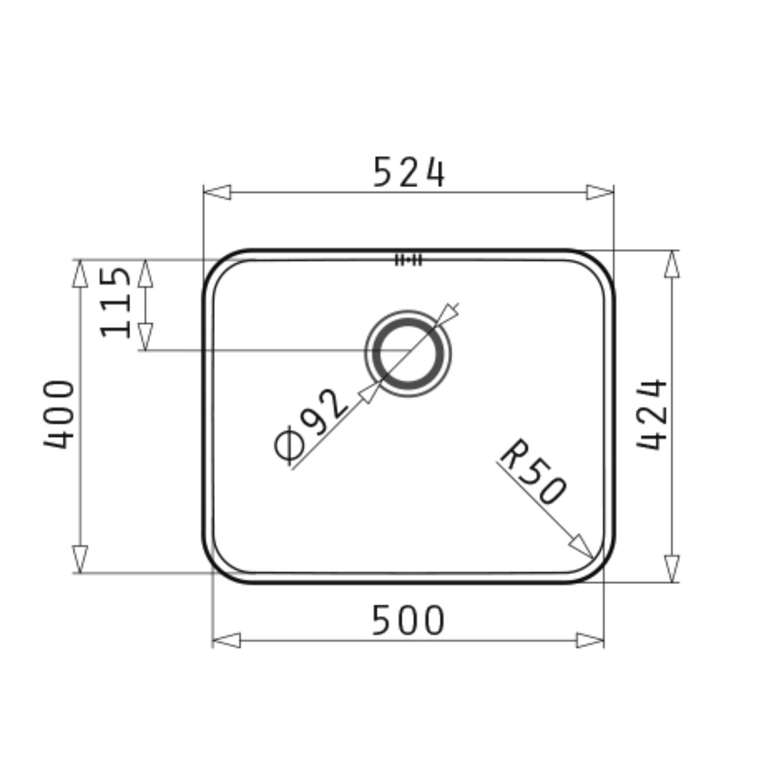 Pyramis Relia 50x40 1.0 Bowl 18/10 Stainless Steel Undermount Kitchen Sink