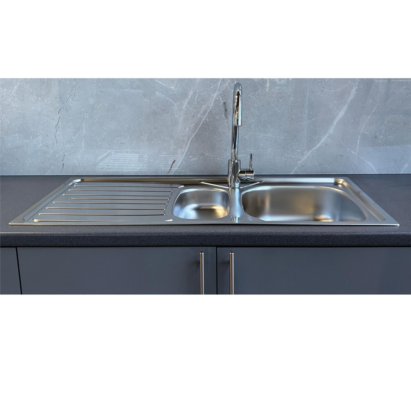 Franke Reno 1.5 Bowl Stainless Steel Reversible Kitchen Sink With Wastes